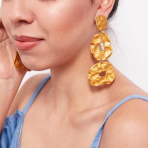 Ipomoea Indica- clipon gold statement drop earrings - My Roial Ears LTD