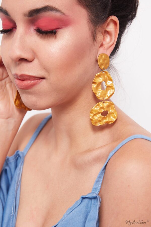 Ipomoea Indica- clipon gold statement drop earrings - My Roial Ears LTD