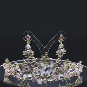 Queen Maggie- elegant royal pink tiara and earring set - My Roial Ears LTD