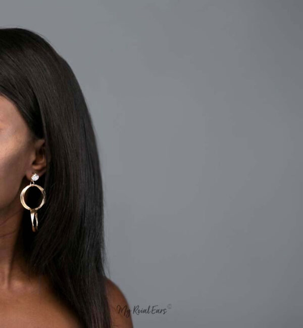 Athena- gold plated crystal double hoop drop earrings - My Roial Ears LTD
