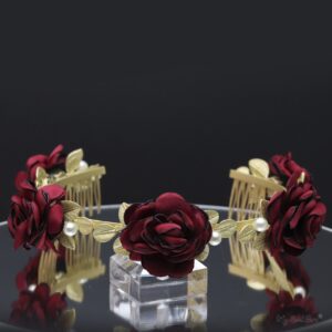 Queen Cady- red and gold floral baroque headpiece - My Roial Ears LTD