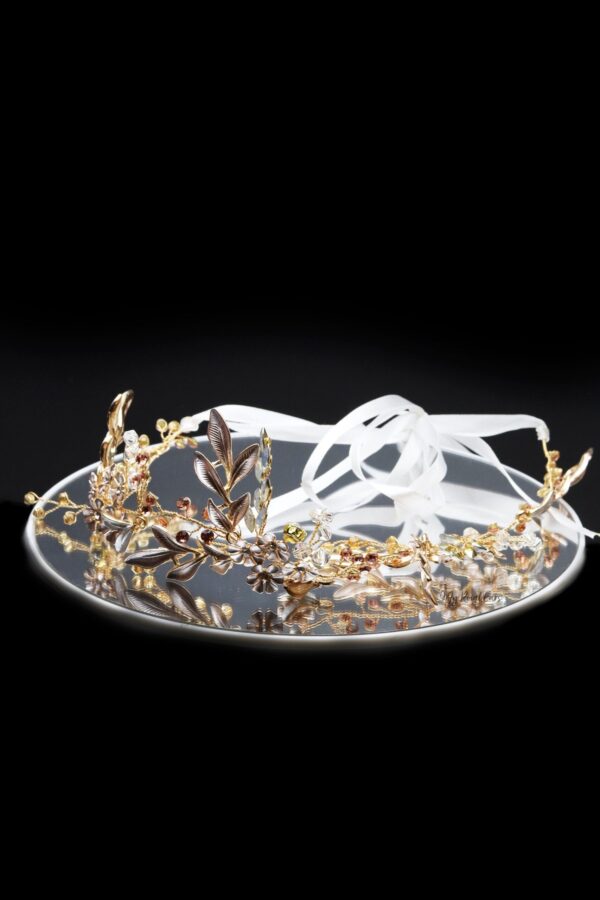 Queen Aung- a champagne floral beaded leaf headband - My Roial Ears LTD