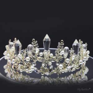 Queen Helena- striking baroque crystal gold pearl tiara - My Roial Ears LTD