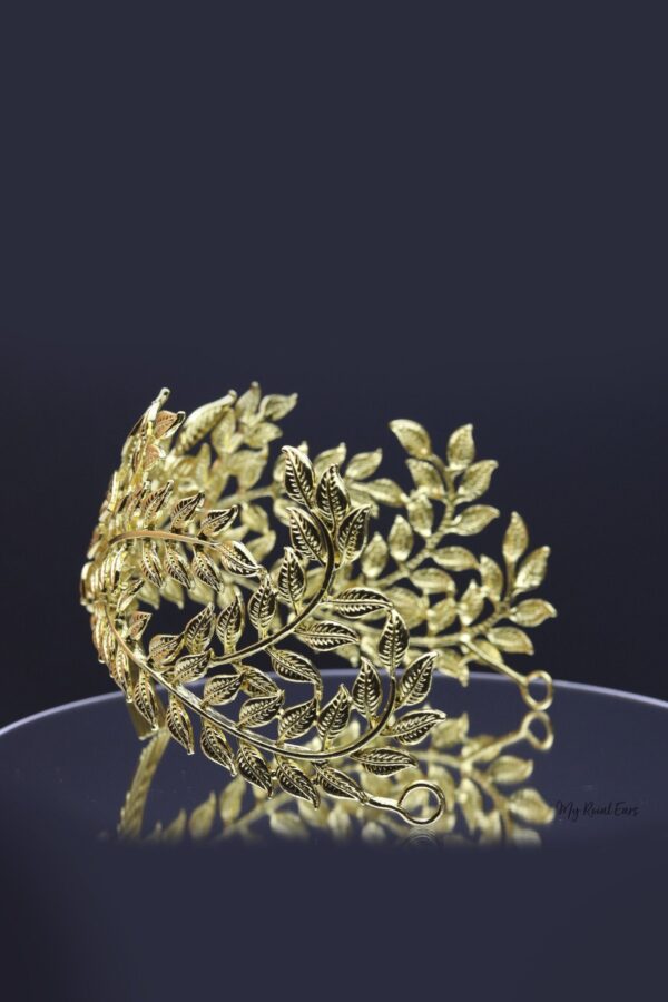 Queen Annie- golden statement comb leaf crown - My Roial Ears LTD