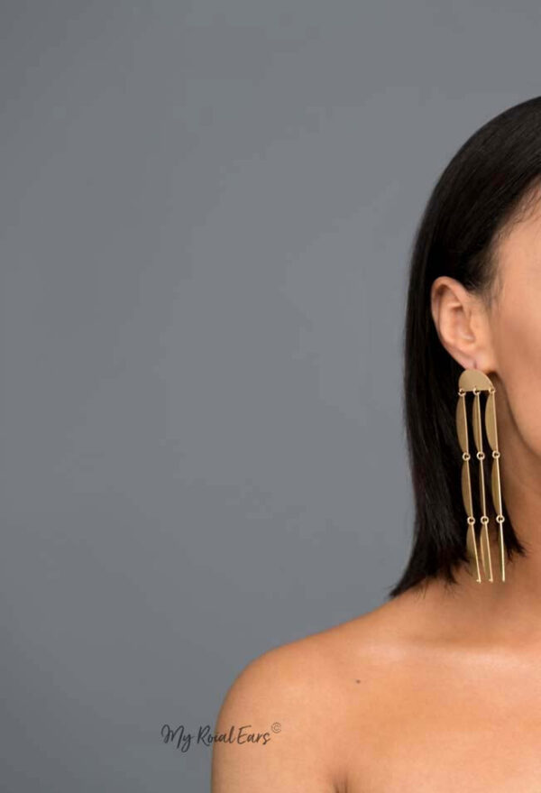 Harmonia- gold plated tassel drop metal earrings - My Roial Ears LTD