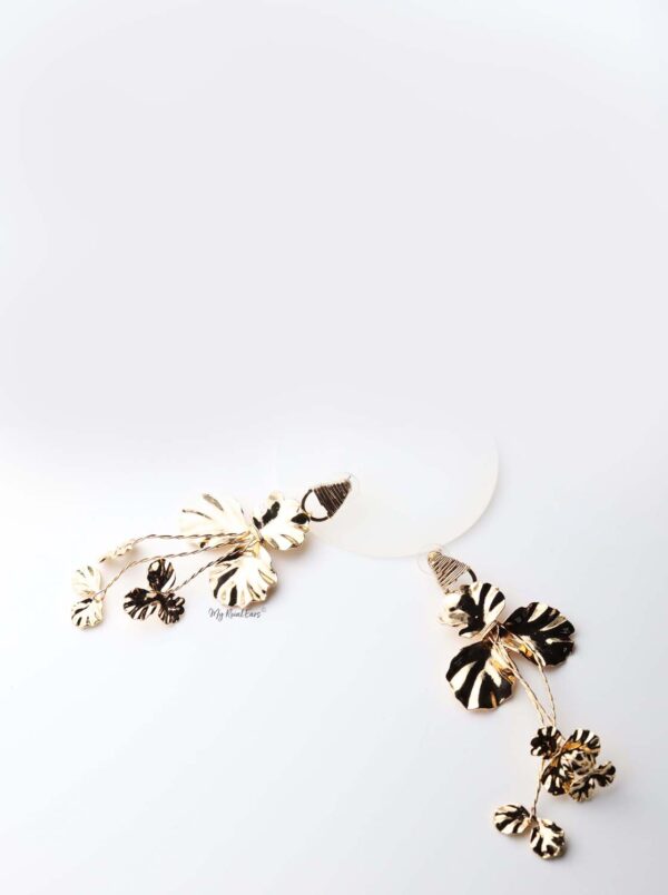Hecate- gold plated stunning metal floral drop earrings - My Roial Ears LTD