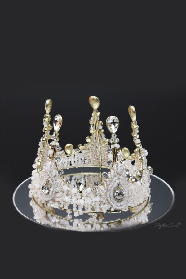 Queen Mary- beaded and crystal baroque crown - My Roial Ears LTD