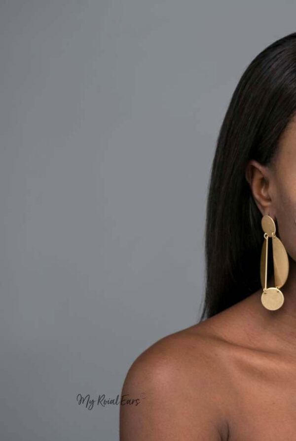 Hestia- gold plated geometric baroque inspired drop earrings - My Roial Ears LTD