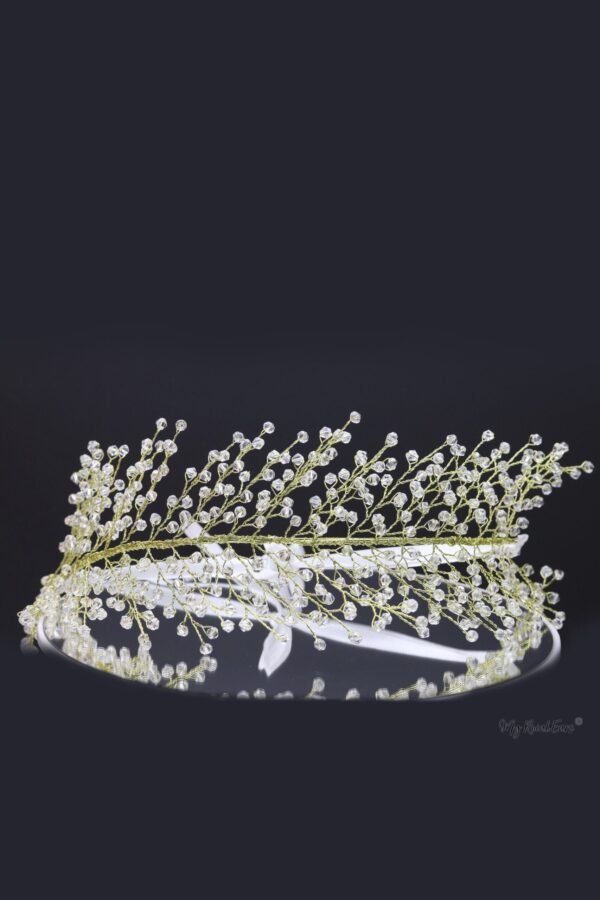 Queen Betty-clear beaded leaf headband - My Roial Ears LTD