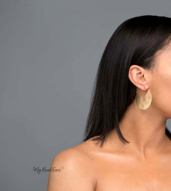 Larisa- matt gold plated vintage inspired u shape drop earrings - My Roial Ears LTD
