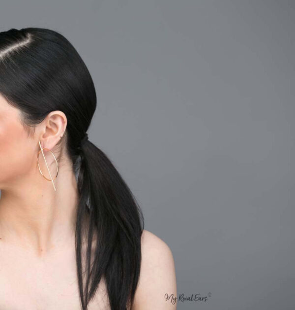Melaina- gold plated circle statement stud earrings - My Roial Ears LTD