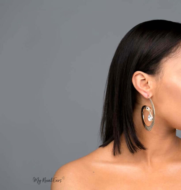 Cassandra H- gold plated snake shaped crystal drop earrings - My Roial Ears LTD