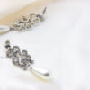 Q.Grace-chandelier pearl silver plated bridal drop earring - My Roial Ears LTD