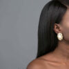 Phaenna- gold plated big pearl classy stud earrings - My Roial Ears LTD