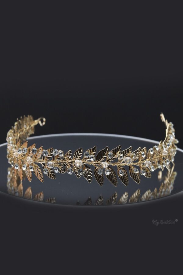 Queen Jean- golden crystal leaf headband - My Roial Ears LTD