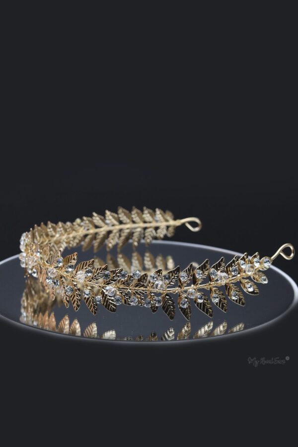 Queen Jean- golden crystal leaf headband - My Roial Ears LTD