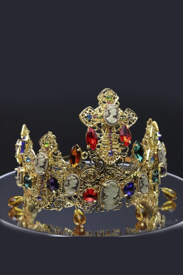 Queen Mirabai- gold baroque tiara and earring set. - My Roial Ears LTD