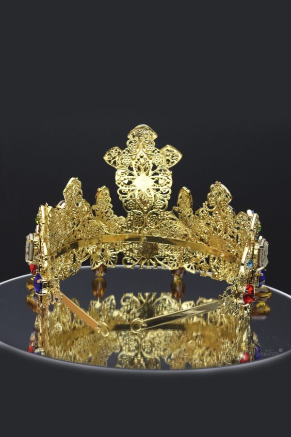 Queen Mirabai- gold baroque tiara and earring set. - My Roial Ears LTD