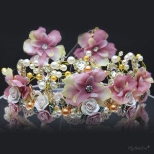 Queen Teresa- handmade, floral tiara and earring set. - My Roial Ears LTD