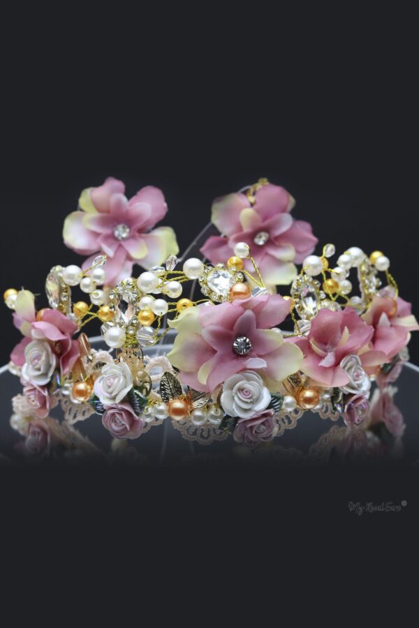 Queen Teresa- handmade, floral tiara and earring set. - My Roial Ears LTD