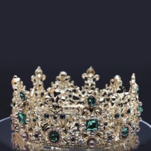 Queen Catherine- gold and green baroque crown and earring set. - My Roial Ears LTD