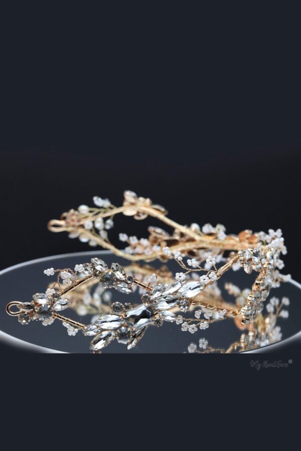 Queen Lizzie- gold handmade bridal headpiece - My Roial Ears LTD