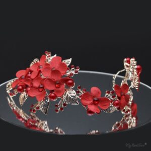 Queen Jane- a red floral handmade headpiece - My Roial Ears LTD