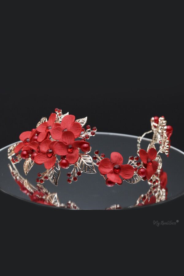 Queen Jane- a red floral handmade headpiece - My Roial Ears LTD