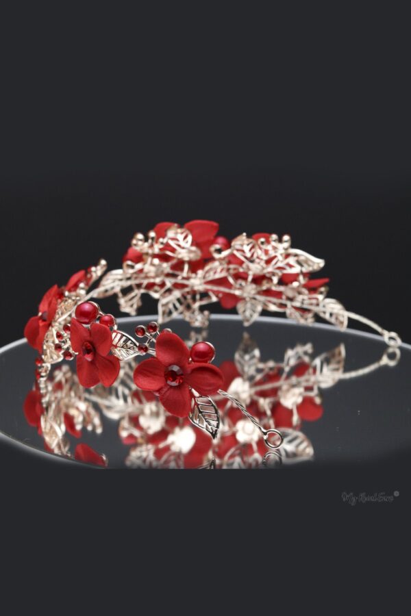 Queen Jane- a red floral handmade headpiece - My Roial Ears LTD