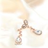 Q.THEODORA- Rose Gold Water Drop and Leaf Design Drop Earrings - Image 2