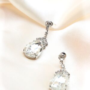 Q.EUPHEMIA- aaa zirconia diamond stone and rhodium plated drop earrings