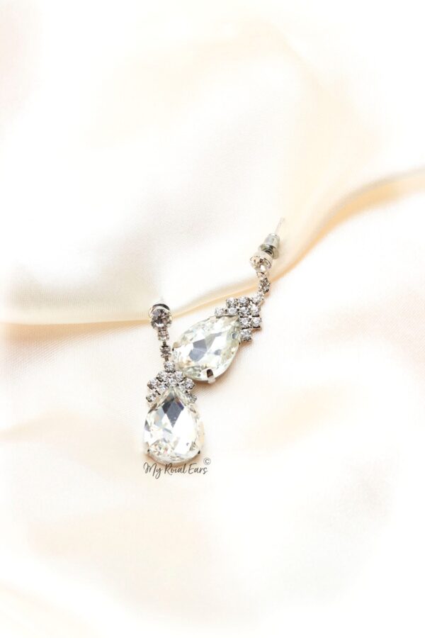 Q.EUPHEMIA- aaa zirconia diamond stone and rhodium plated drop earrings - Image 3