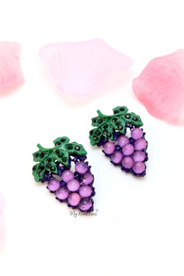 Blue-Passion- a blue crystal grape shaped earrings - Image 3