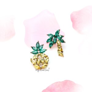 Marigold- Pineapple and tree palm tree crystal stud earrings earrings