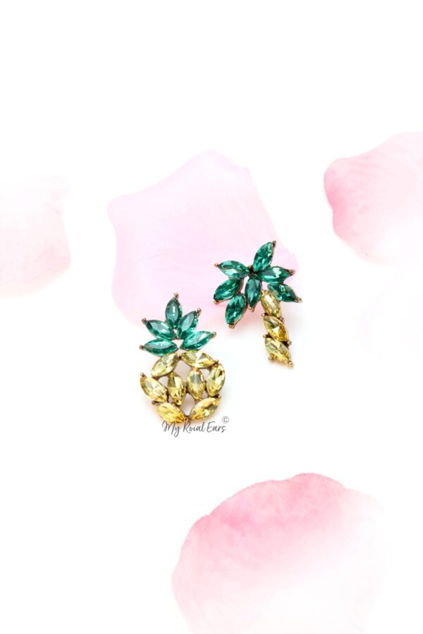 Marigold- Pineapple and tree palm tree crystal stud earrings earrings