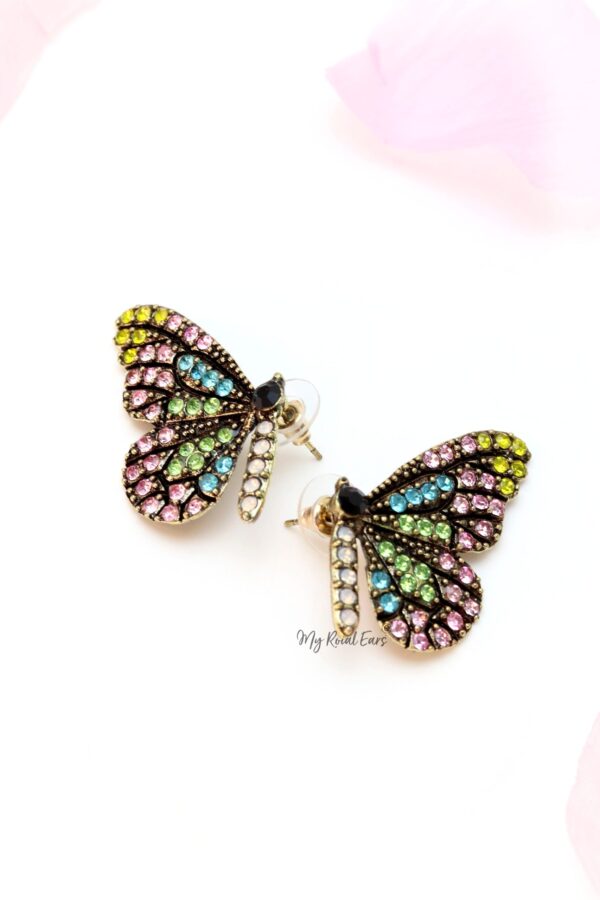 Tomiko F-multi coloured crystal butterfly earrings - Image 2