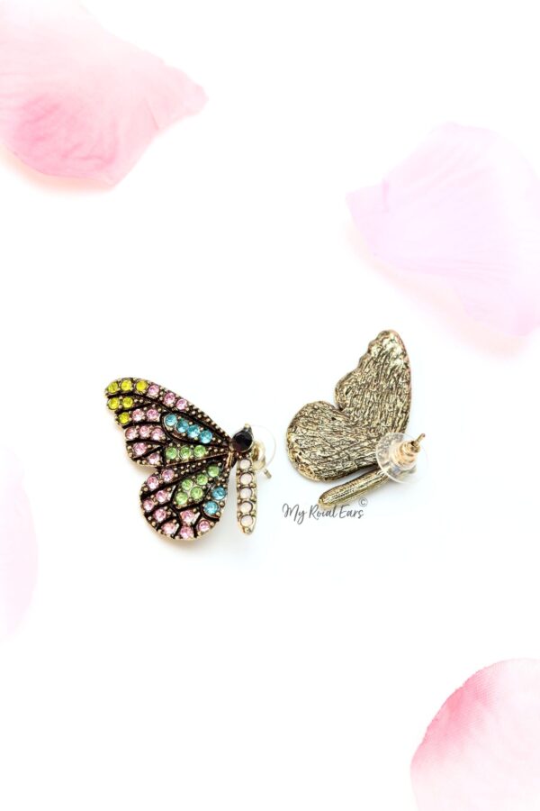 Tomiko F-multi coloured crystal butterfly earrings - Image 3