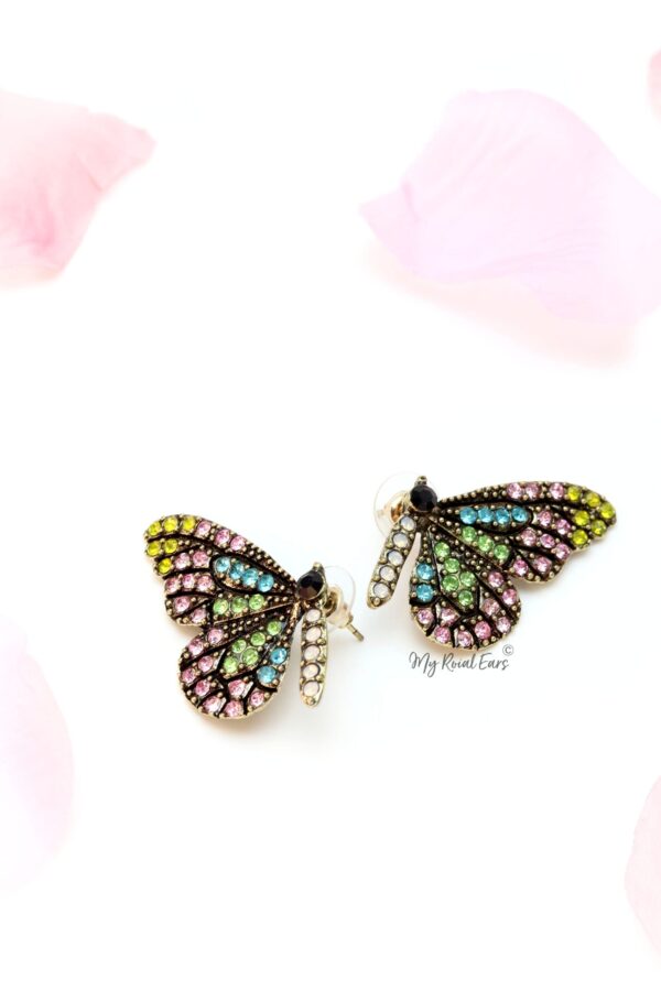 Tomiko F-multi coloured crystal butterfly earrings - Image 4