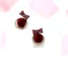 Erica- small fur bow ball stud earrings - Image 2