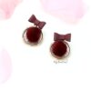 Erica- small fur bow ball stud earrings - Image 3