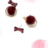 Erica- small fur bow ball stud earrings - Image 4
