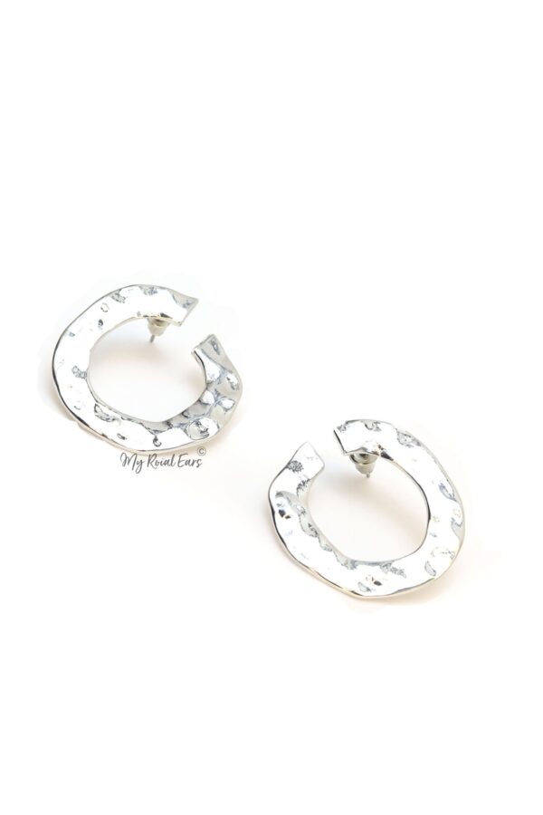 Cassandra Silver- gold plated vintage circle statement stud earrings - Image 2