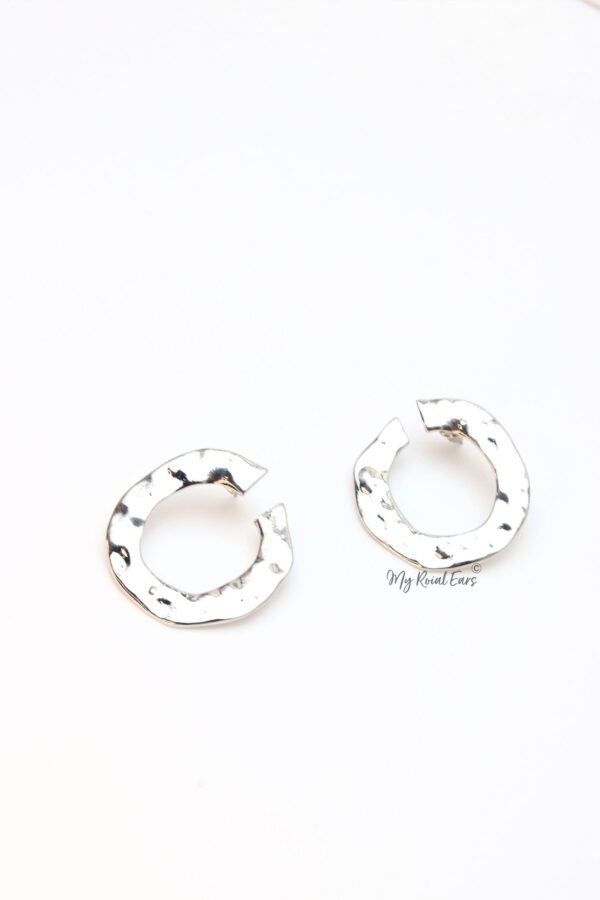 Cassandra Silver- gold plated vintage circle statement stud earrings - Image 4