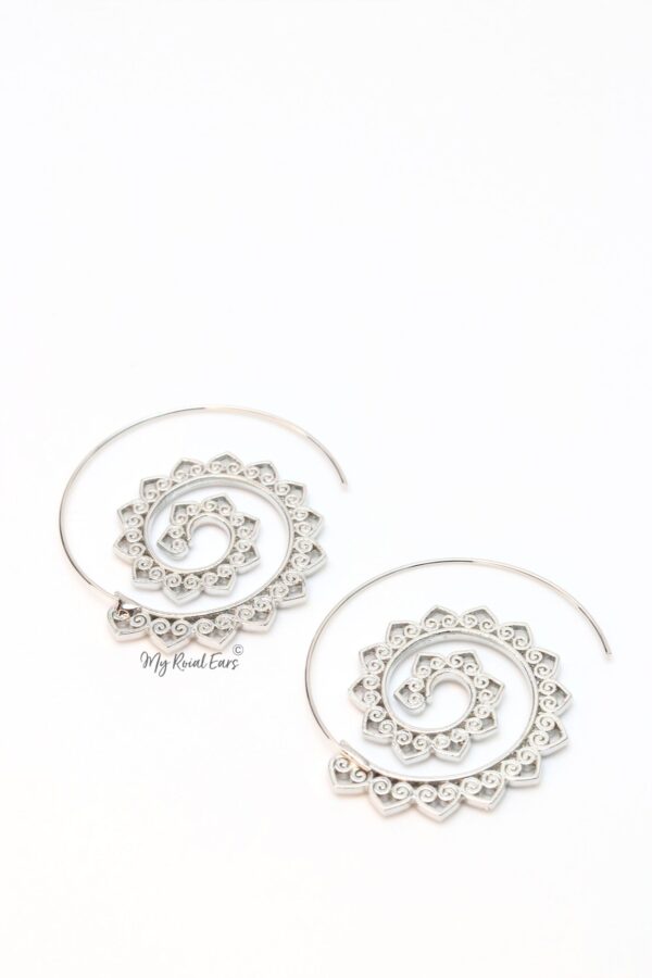 Euphrosyne- gold plated paisley pattern spiral earrings - Image 7