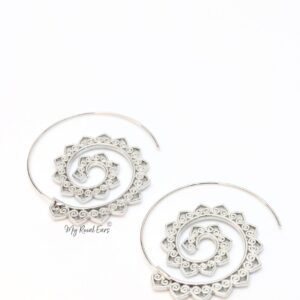 Euphrosyne Silver- gold plated paisley pattern spiral earrings