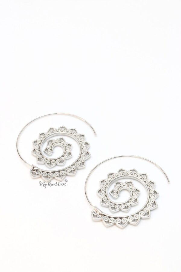 Euphrosyne Silver- gold plated paisley pattern spiral earrings