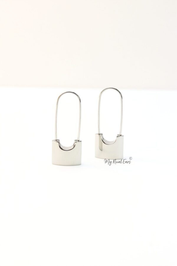 Lachesis Silver- gold plated small lock drop earrings - Image 7