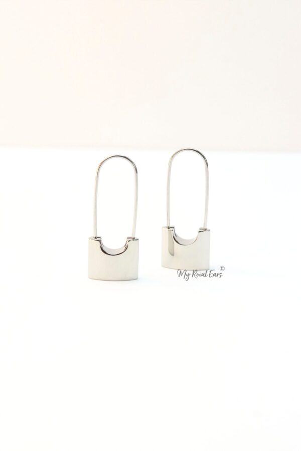 Lachesis- gold plated small lock drop earrings - Image 7