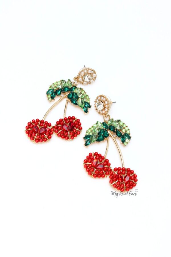 Dua L- crystal cherry drop earrings - Image 2