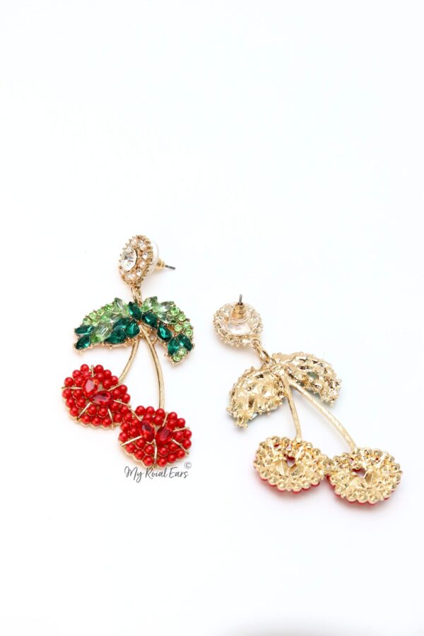 Dua L- crystal cherry drop earrings - Image 3